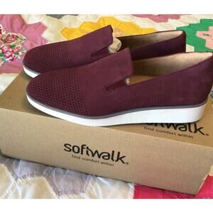 SoftWalk Burgundy Flats with White Soles